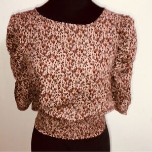 Paper Crane Tan and Cream Speckled Blouse